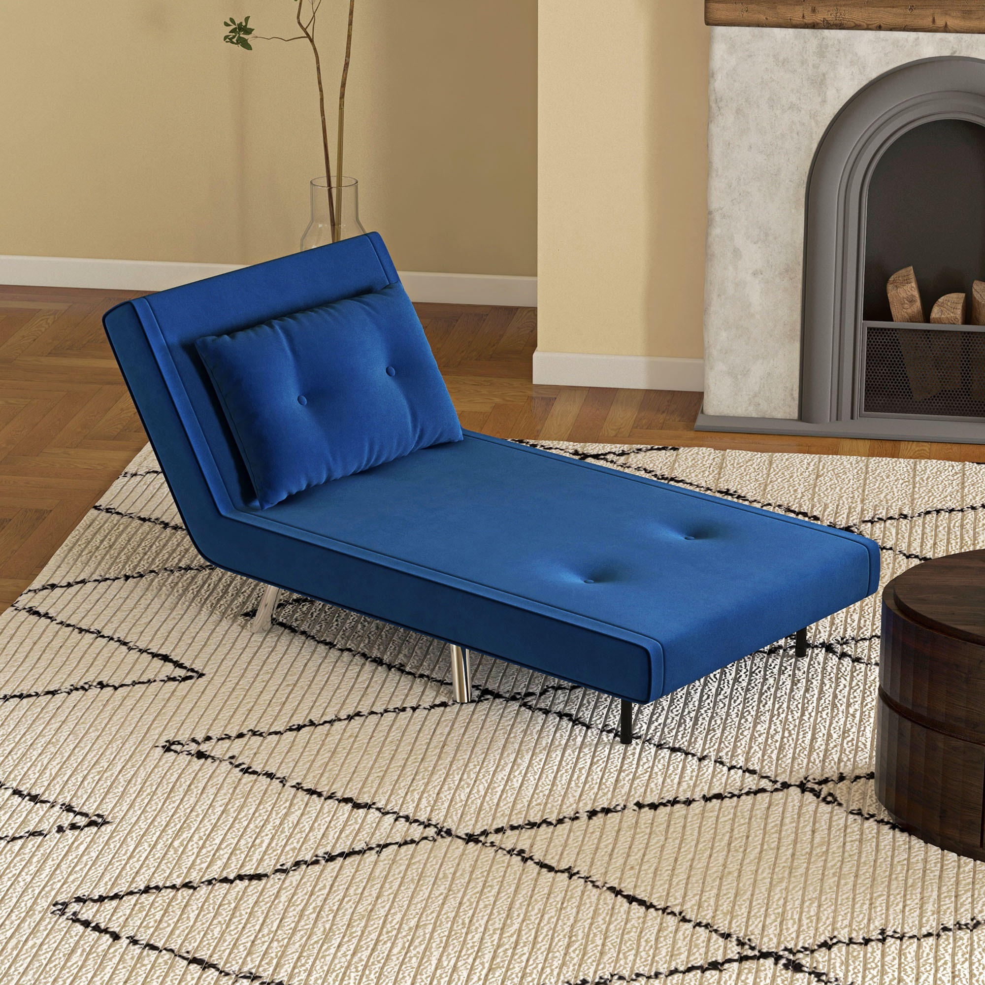 SCHLAFSESSEL, Samt, Stahl, Blau - Blau, Textil (88/83/77cm) - HOMCOM
