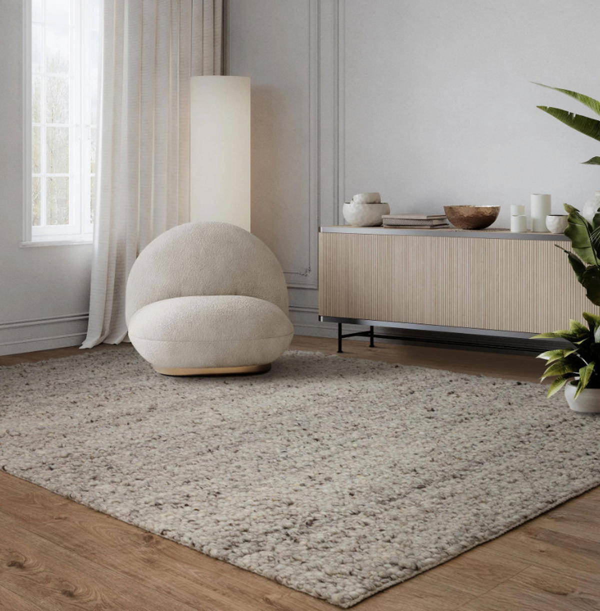 TEPPICH Wohn-/Schlafzimmer DAREL Grau 120x170 cm - Grau, Naturmaterialien (120/170cm) - Novatrend