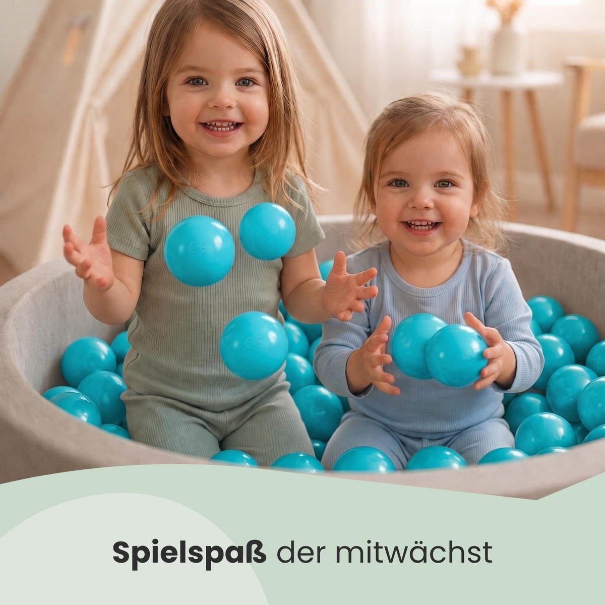 BÄLLEBAD-BÄLLE 50 Stück, Türkis, 5.5 cm - Türkis, Kunststoff (5.5/5.5/5.5cm) - Littletom