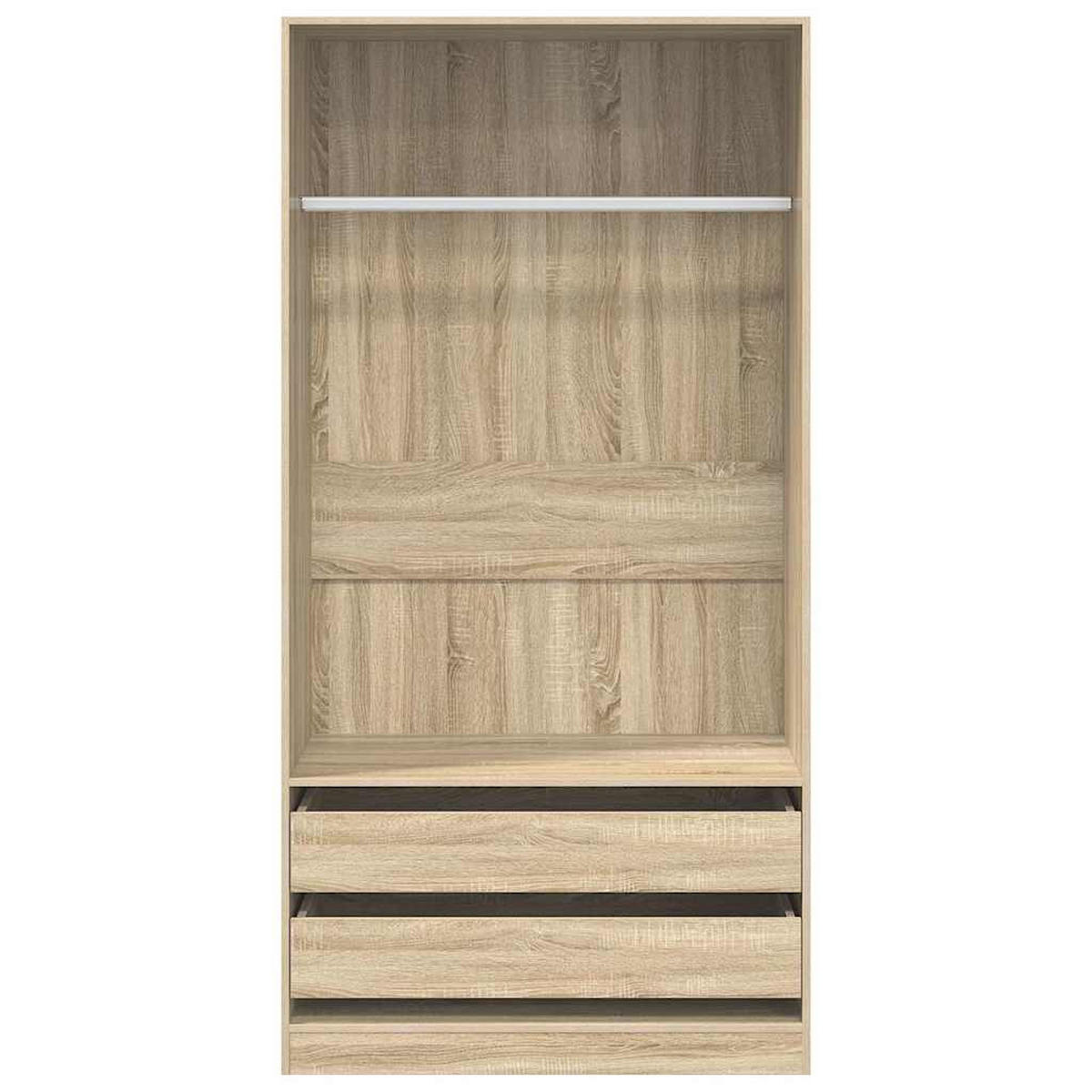 KLEIDERSCHRANK mit 2 Schubladen, 110/50/200 cm, aus Holzwerkstoff, in Sonoma-Eiche - Braun, Holz (100/200/50cm) - vidaXL