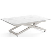 COUCHTISCH Axen höhenverstellbar ausziehbar, Marmor Weiß 120-160/80/38-75 cm - Kaschmir/Ecru, Holzwerkstoff/Metall (80/160/75cm) - WFL GROUP
