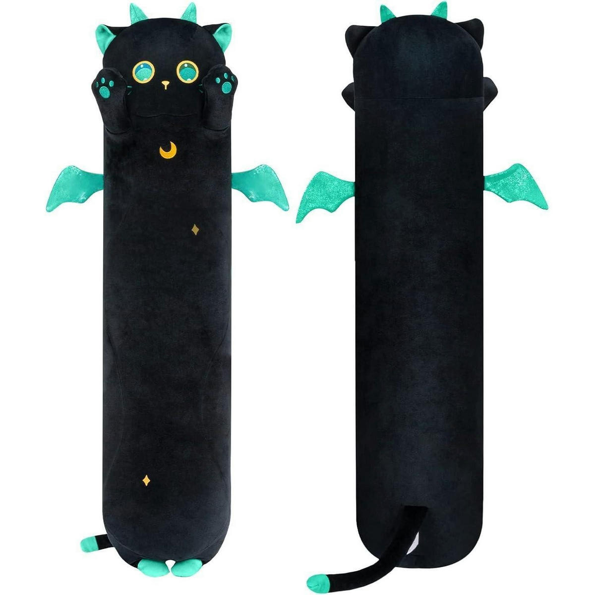 PLÜSCHKISSEN Katze, schwarz, 90 cm - Schwarz, Textil (22/35cm)
