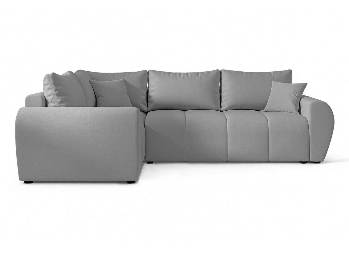 ECKSOFA L Form Malatya MAX Hellgrau 246/145/80 cm stilvolle mit Schlaffunktion L - Hellgrau/Schwarz, Kunststoff/Textil (175/235cm) - AX Living