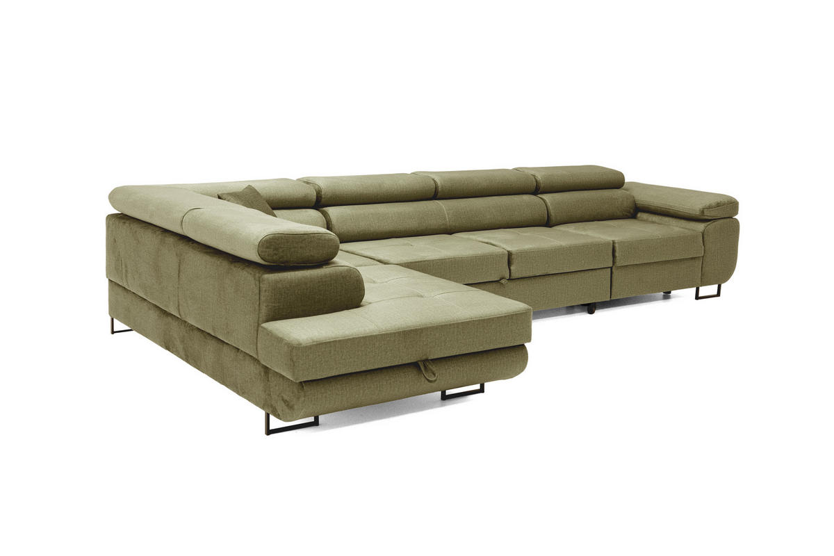 ECKSOFA WILD MAXI Links Hellgrün - Chromfarben/Hellgrün, Holz/Textil (350/203cm) - Muffo
