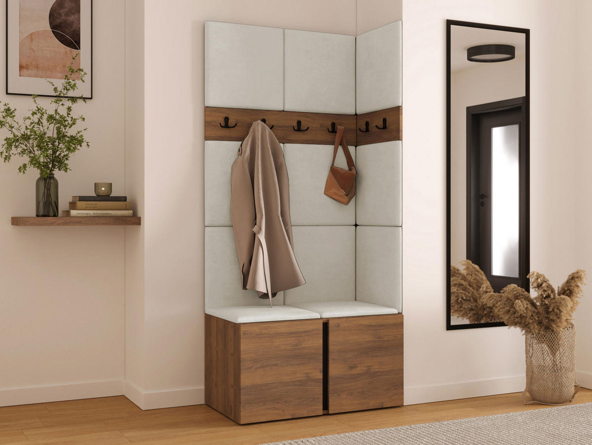 MOBILIER PENTRU HOL Orion I - bej/culoare lemn de nuc, material plastic/compozit lemnos (84/186/46cm) - MIRJAN24