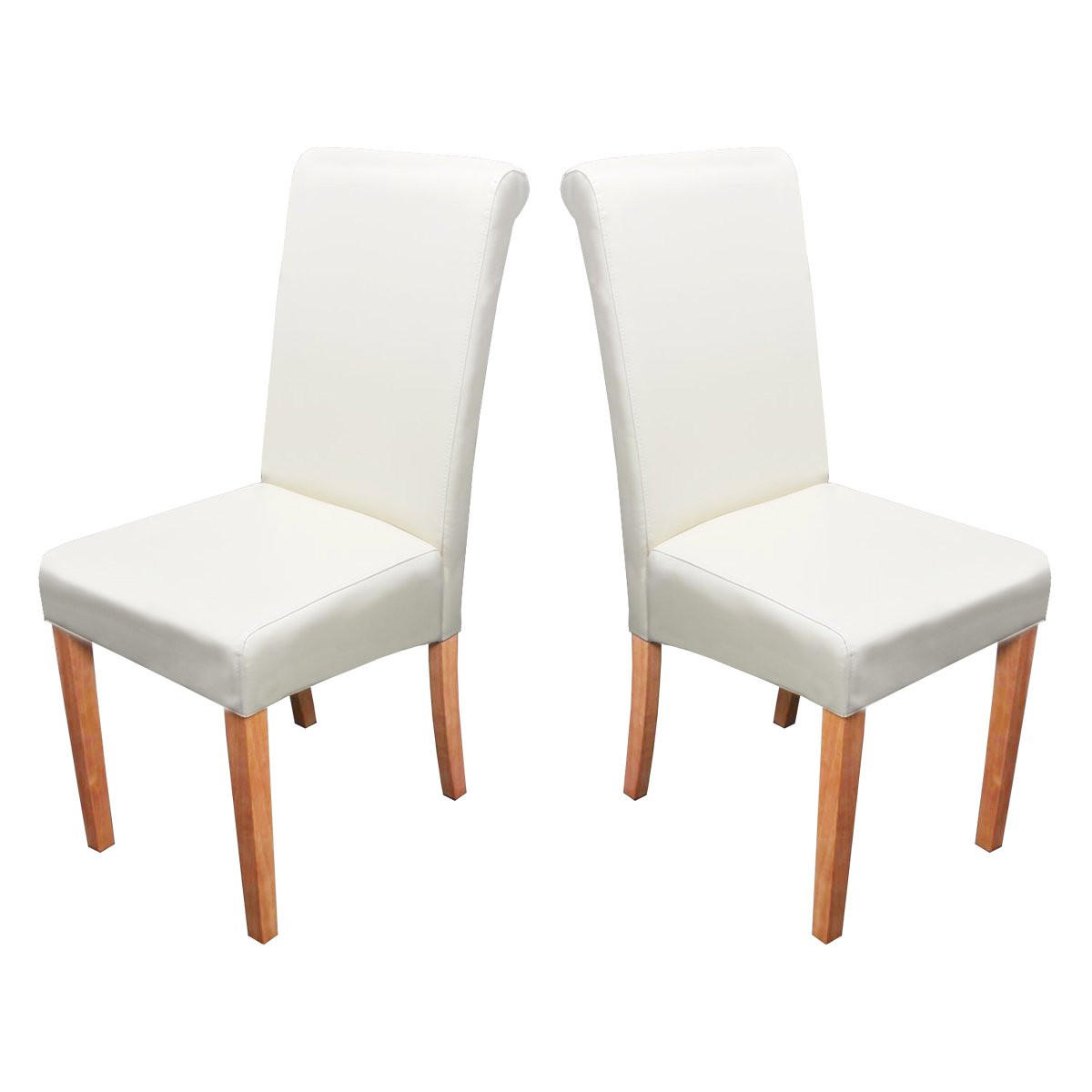 2ER-SET Esszimmerstuhl Stuhl Küchenstuhl | HxBxT 99x41x60cm | Sitzhöhe 47cm | Leder | Creme | helle Beine - Beige, Leder (41/99/60cm) - CHEFGASTRO