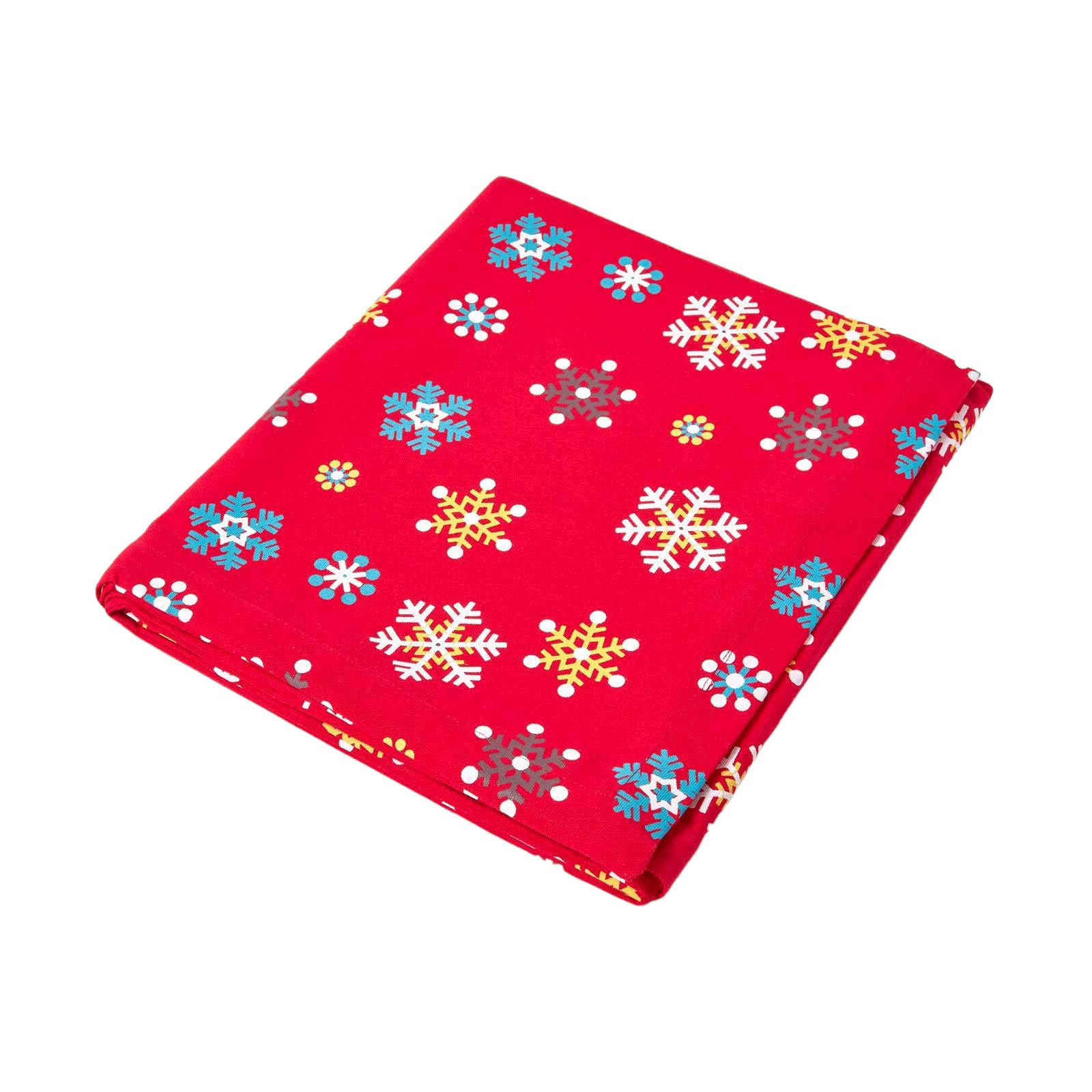 TISCHDECKE Weihnachten, rot mit Schneeflocken, 137/228 cm - Rot, Textil (137/228cm) - Homescapes