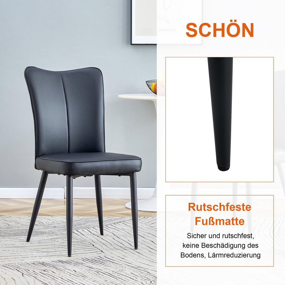 ESSGRUPPE DE-39406 3-teilig, mit 2 PU-Stühlen Schwarz - Schwarz, Holzwerkstoff (60/72/60cm) - ComfortXL
