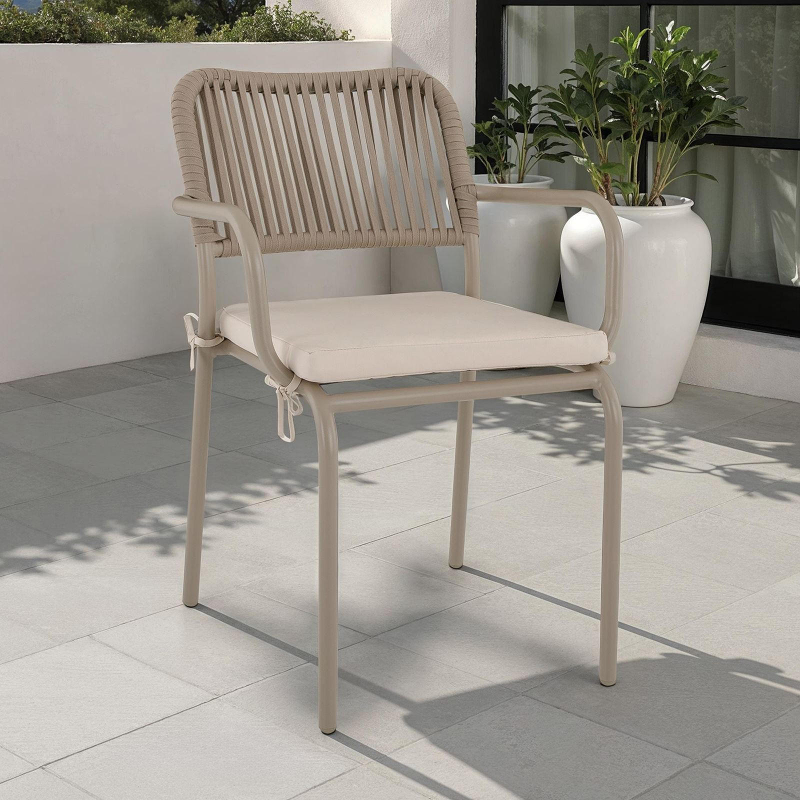 GARTENSTUHL VOLONTE 6ER-SET - Braun, Textil (56/81/65cm) - IDIMEX