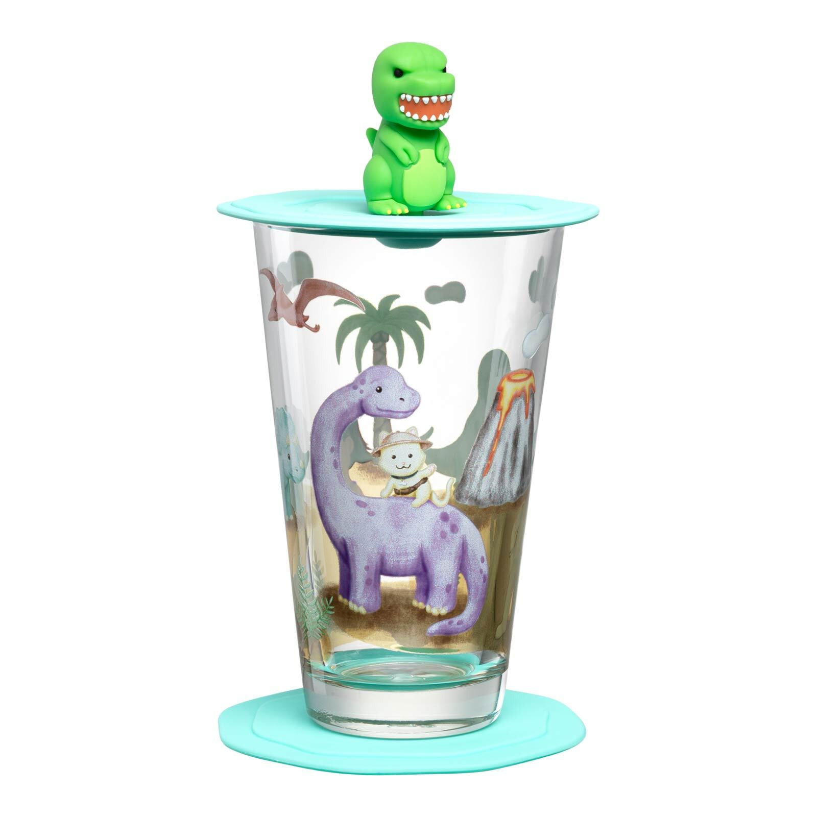 KINDERBECHERSET Bambini Avventura Dino 300 ml - Grün, Glas (0.3L) - Leonardo Living
