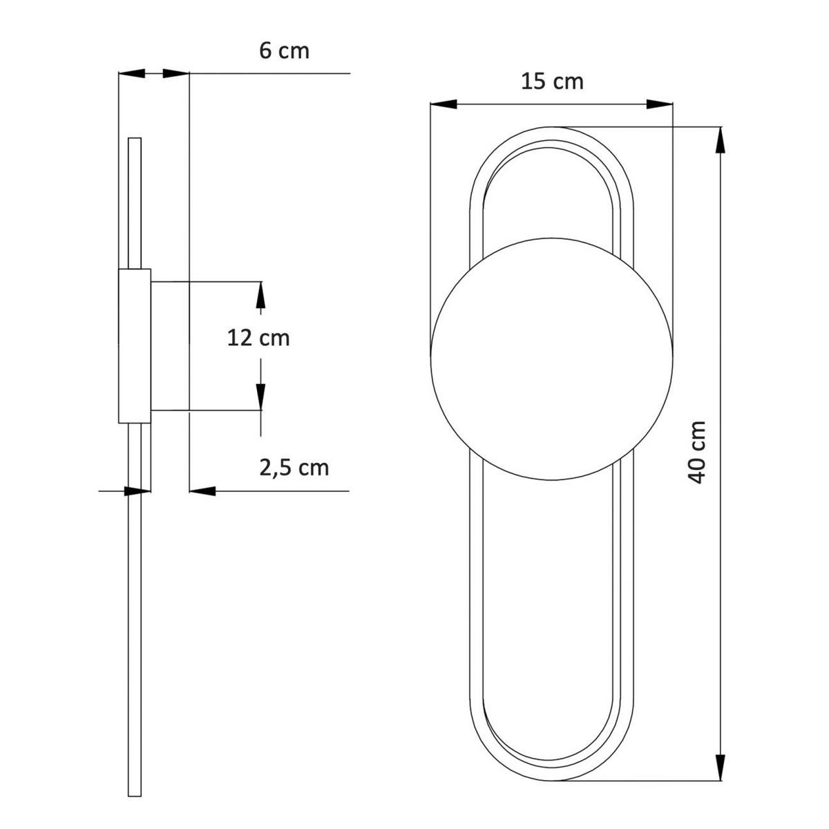 WANDLEUCHTE Piani, Schwarz, 40cm - Schwarz, Metall (15/40/6cm) - KOSILUM