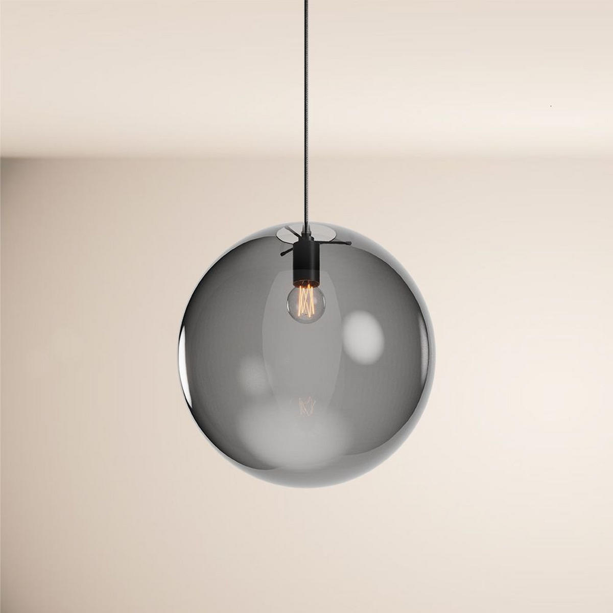 GALERIELEUCHTE Orb 5m Abhängung Rauch/Schwarz Ø 40cm - Anthrazit/Schwarz, Glas (40/40/40cm) - s.luce