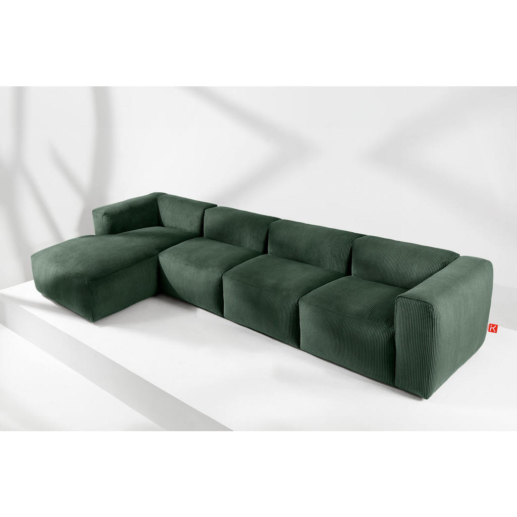 Thumbnail - Konsimo® Eckmodulsofa-Links, Dunkelgrün, Textil, Eckteil,Freiform, 377x180 cm, Wohnzimmer, Sofas & Couches, Wohnlandscha...