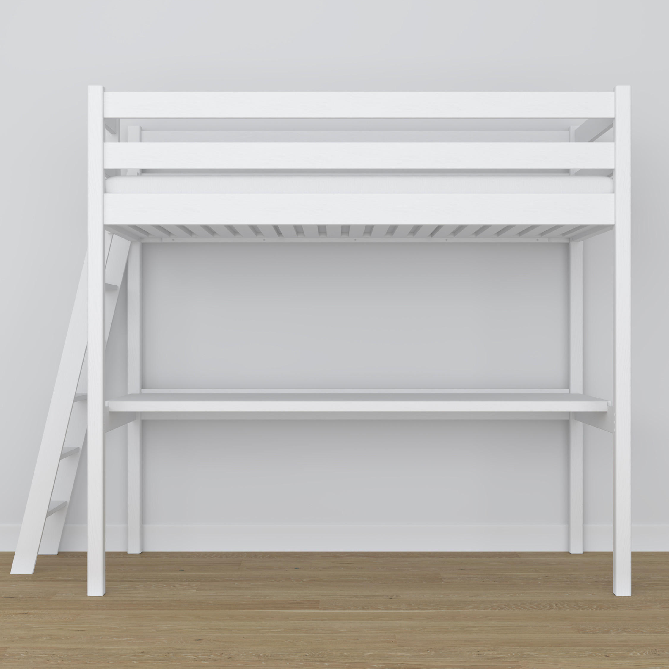 HOCHBETT N02 mit Schreibtisch Weiß 100/190 - Weiß, Naturmaterialien/Holz (100/190cm) - N-Wood