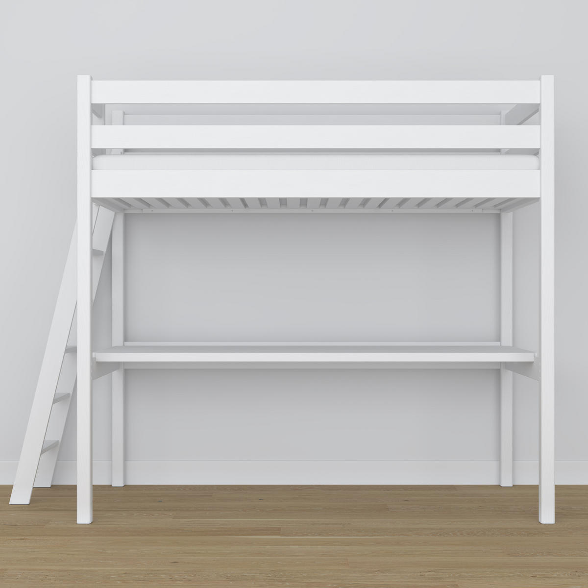 HOCHBETT N02 mit Schreibtisch Weiß 80/180 - Weiß, Naturmaterialien/Holz (80/180cm) - N-Wood