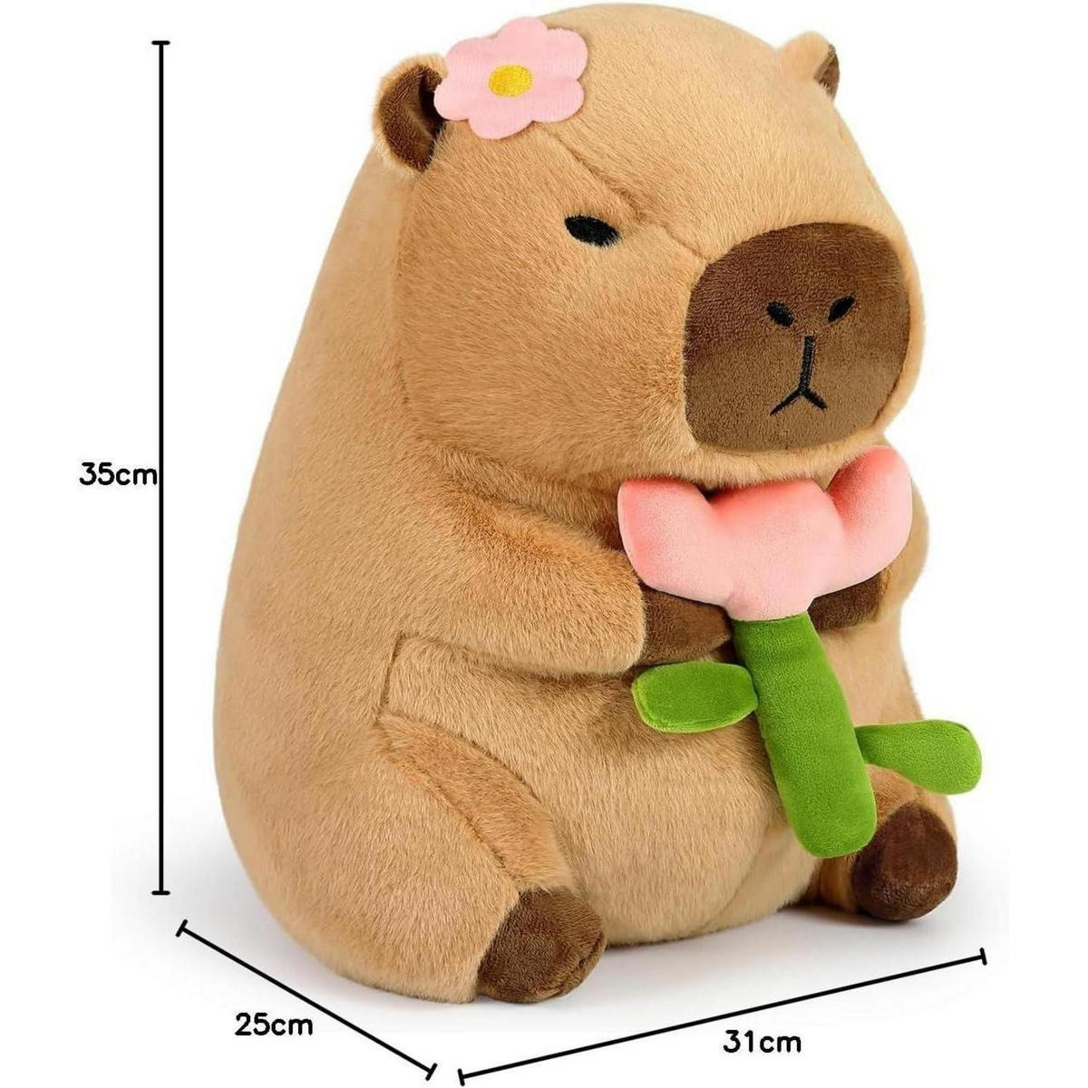 PLÜSCHTIER Capybara mit Blume 35 cm - Braun, Textil (31/35cm)