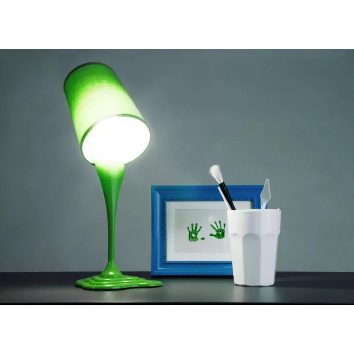 TISCHLAMPE EKLES, Grün - Grün, Kunststoff/Textil (18/18/38cm) - KONSIMO®