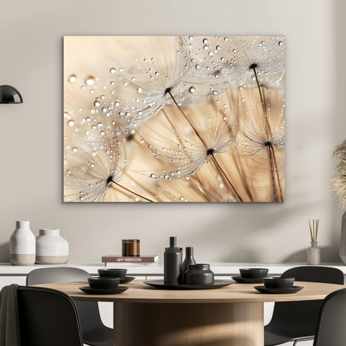 KOVOVÝ OBRAZ Púpava - Abstraktné - Príroda - Béžová 80x60 cm - hnedá, kov (80/60cm) - MuchoWow