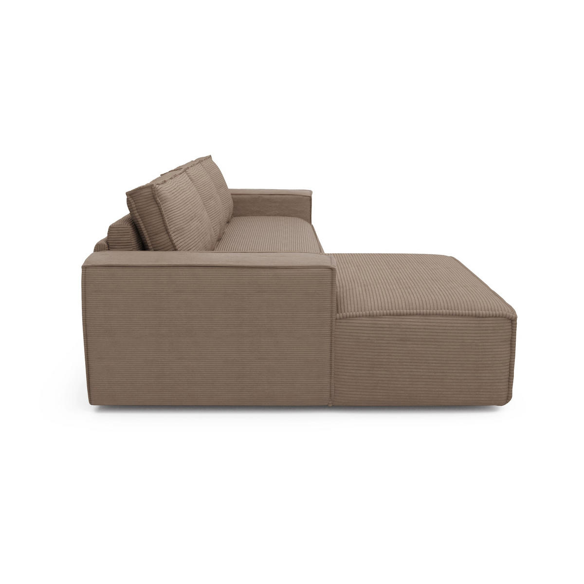 ECKSOFA LINKS Gerippter Samt Taupe 302cm - Taupe, Textil (165/302cm) - Sia Home