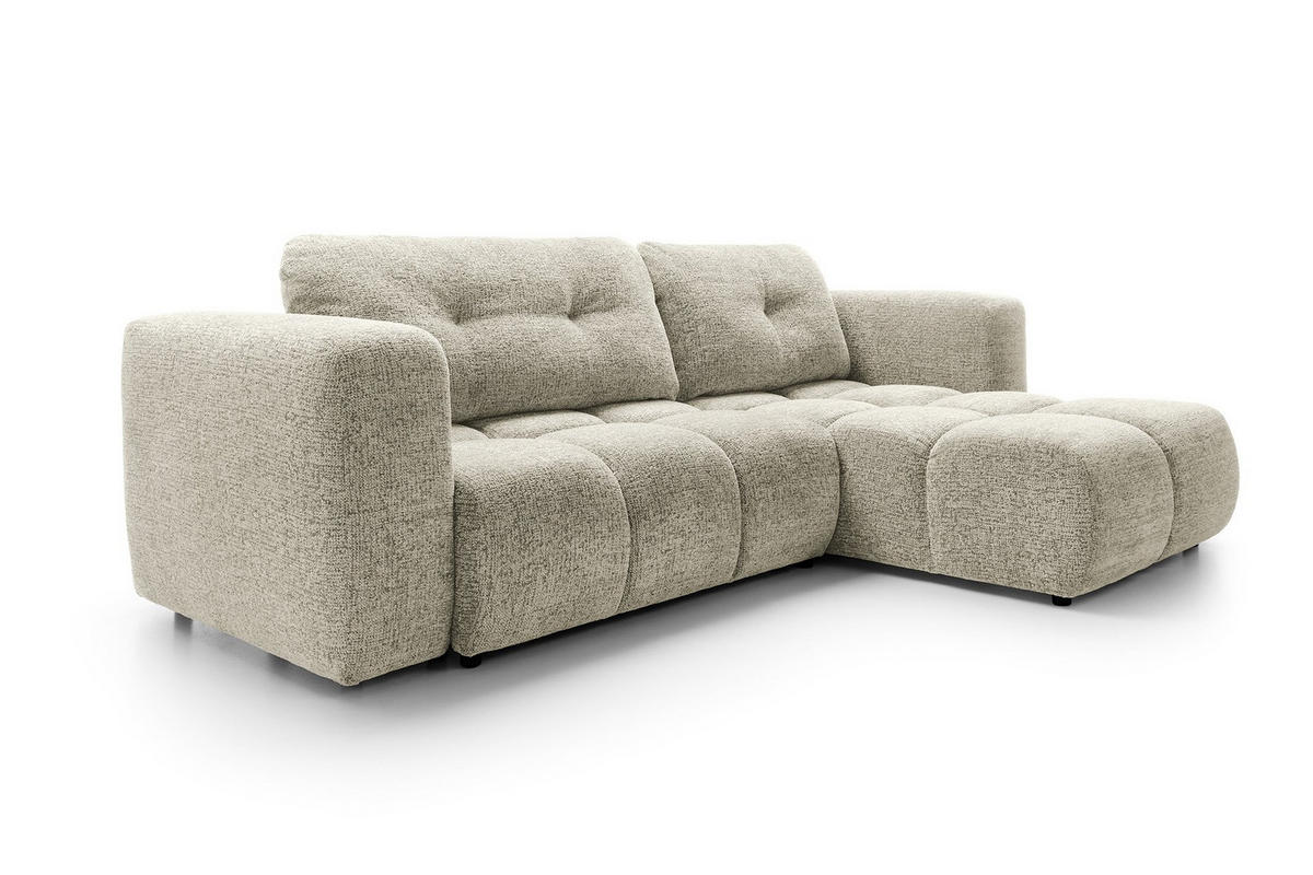 ECKSOFA ARTE 02 Creme Chenille mit Schlaffunktion - Creme, Holz (273/176cm) - MASSENO