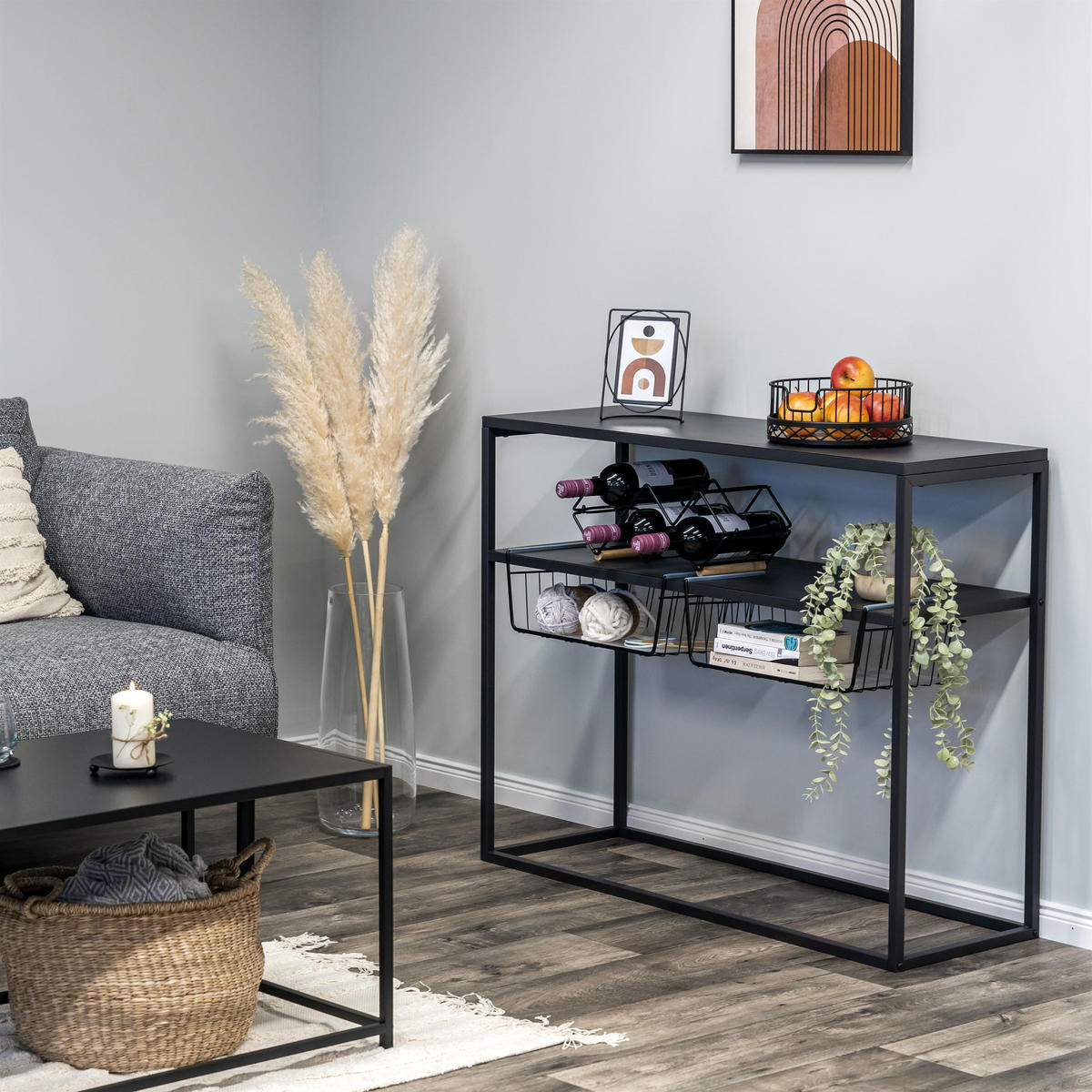 SCHRANKKÖRBE 2er-Set, schwarz - Schwarz, Metall (41/14/26cm) - eluno