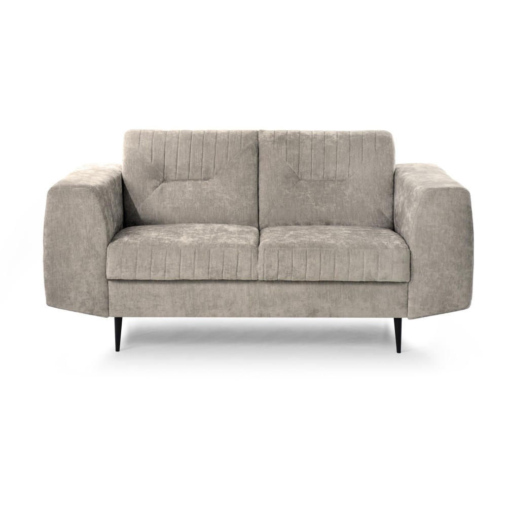 SOFA Venezia 2-Sitzer mit Metallbeinen, beige, 233 cm - Beige/Schwarz, Holzwerkstoff/Metall (172/85/94cm) - Beautysofa