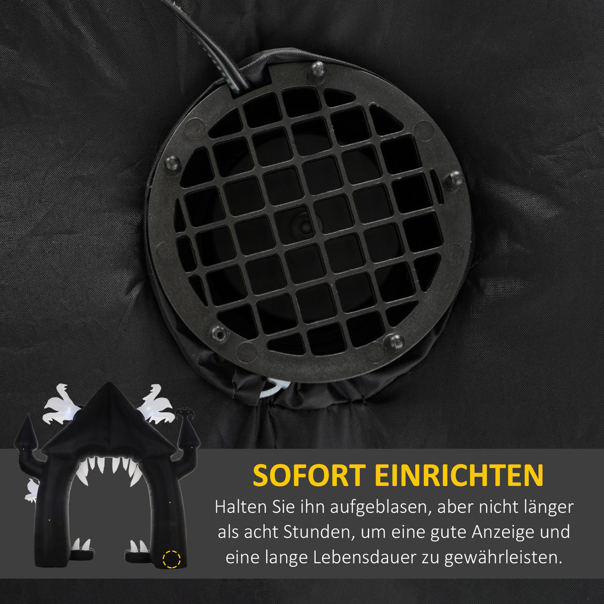HALLOWEEN 300 cm Große, LED-Beleuchtung - Schwarz, Kunststoff (300/300/76cm) - Outsunny