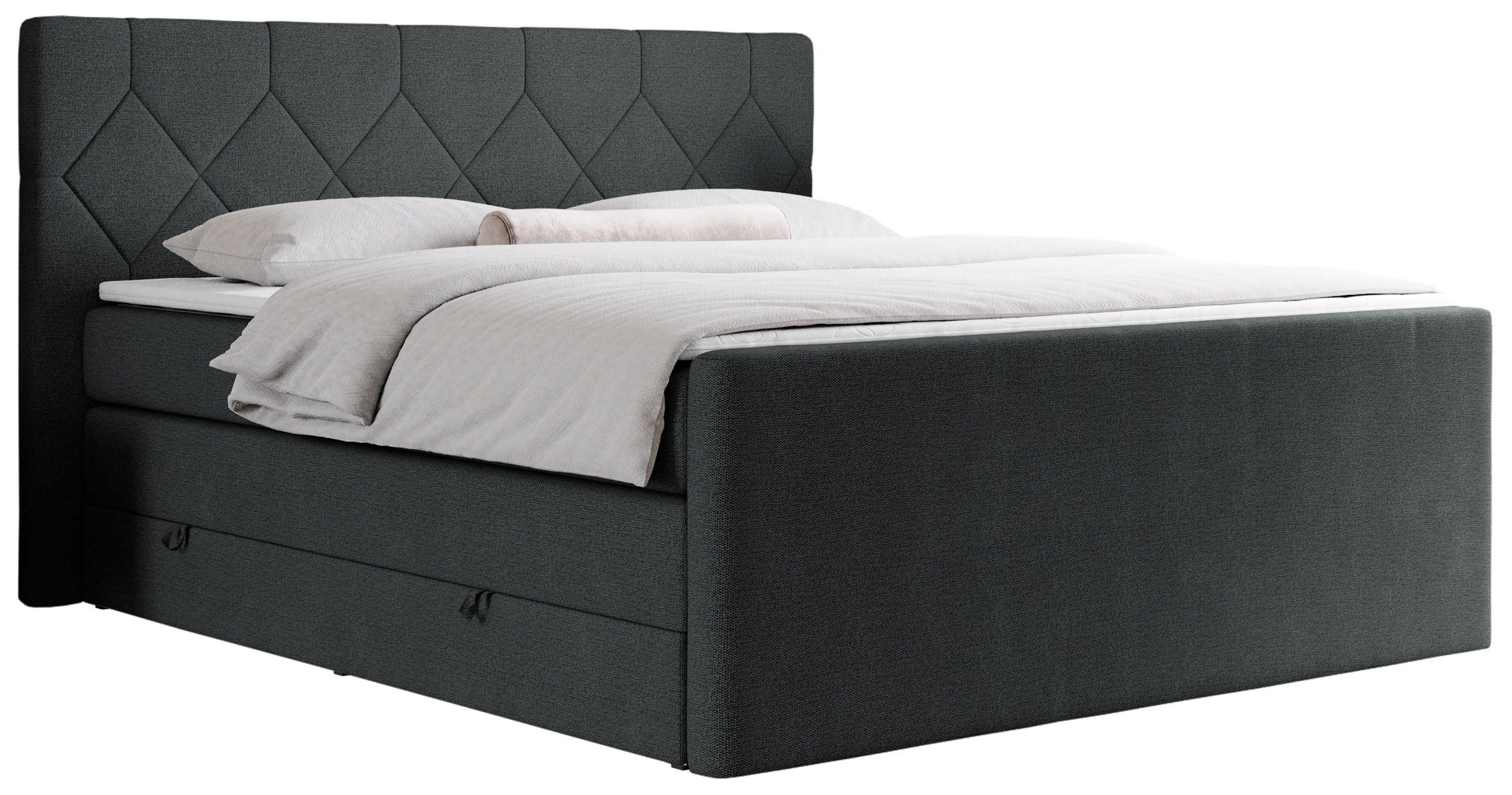 BOXSPRINGBETT KING EIGAR 120/200 Dunkelgrau Struktur - H3 - Dunkelgrau, Holz/Textil (120/200cm) - MKS