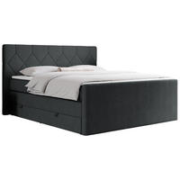 BOXSPRINGBETT KING EIGAR 140/200 Dunkelgrau Struktur - H4 - Dunkelgrau, Holz/Textil (140/200cm) - MKS