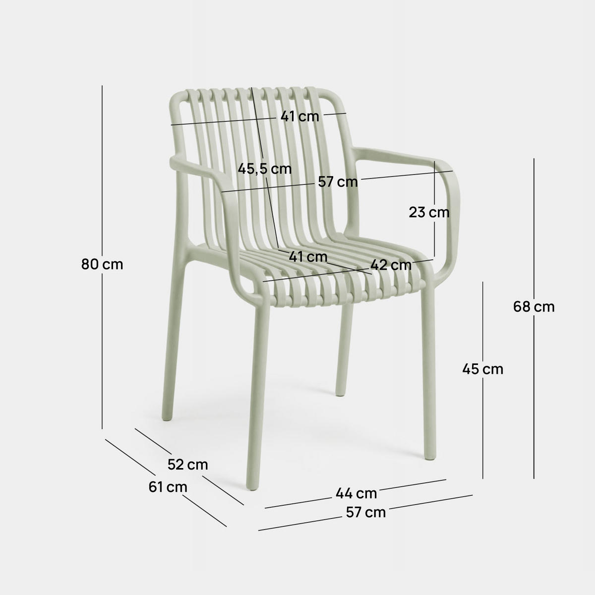 GARTENSTUHL Ollie Grün 54 cm x 78 cm 4er-Set - Grün, Kunststoff (54/80/56cm) - Klast Home