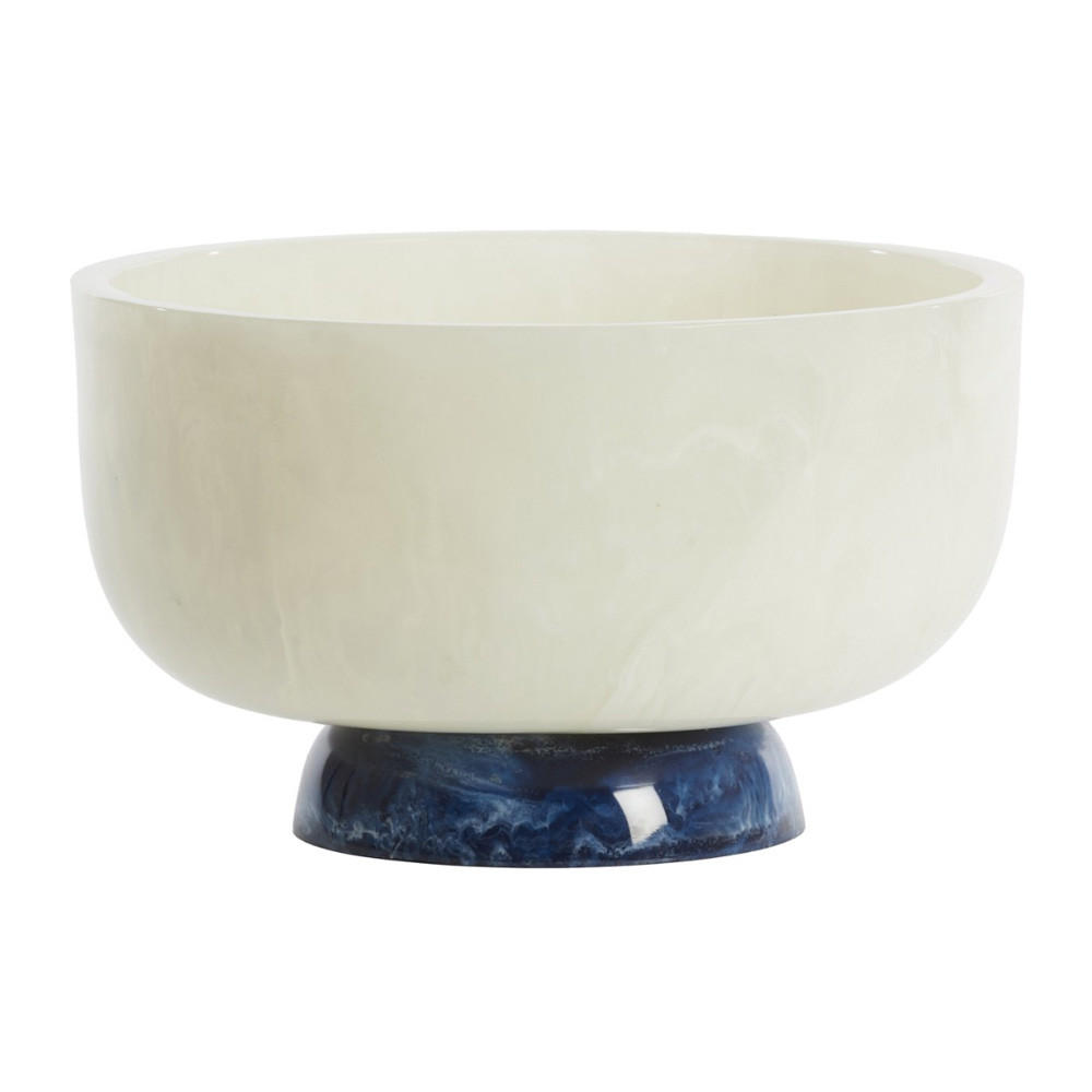 DEKOSCHALE LEWOTOBI Ø28x17 cm, Keramik, Weiß-Blau - Weiß, Keramik (28/17cm) - Light & Living