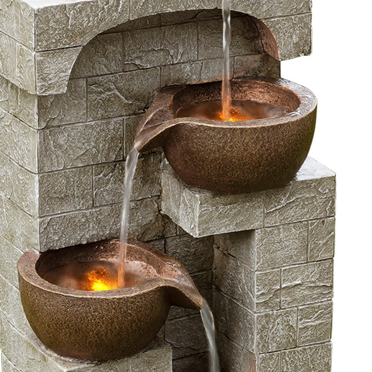 SOLAR-GARTENBRUNNEN 72.4cm - Braun, Kunststoff (31/26.2/72.4cm) - Teamson Home