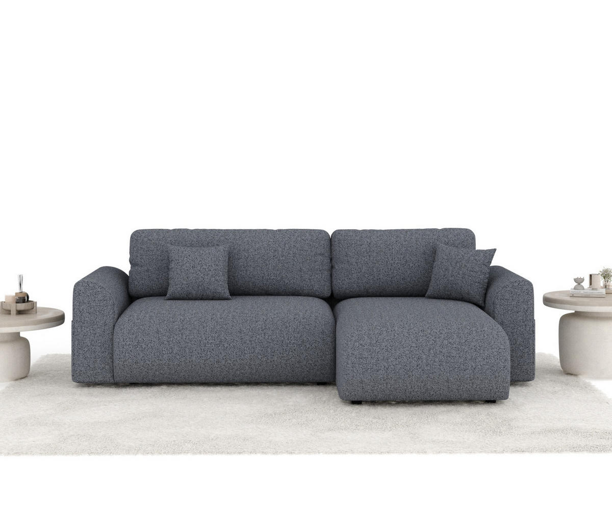 ECKSOFA MIT SCHLAFFUNKTION Bodega Blau Grau Webstoff - Blaugrau/Schwarz, Holz/Holzwerkstoff (235/138cm) - Maison de Reve