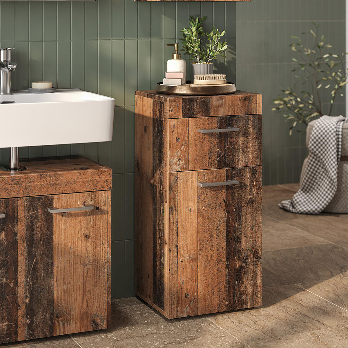 STŘEDNÍ SKŘÍŇKA Luna Oldstyle - hnědá, kompozitní dřevo (37/79/32.6cm) - Vicco