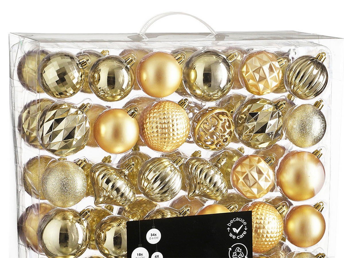 WEIHNACHTSKUGELN 60er-Set Champagner, 7 cm - Goldfarben, Kunststoff (45/45/75cm) - LAALU