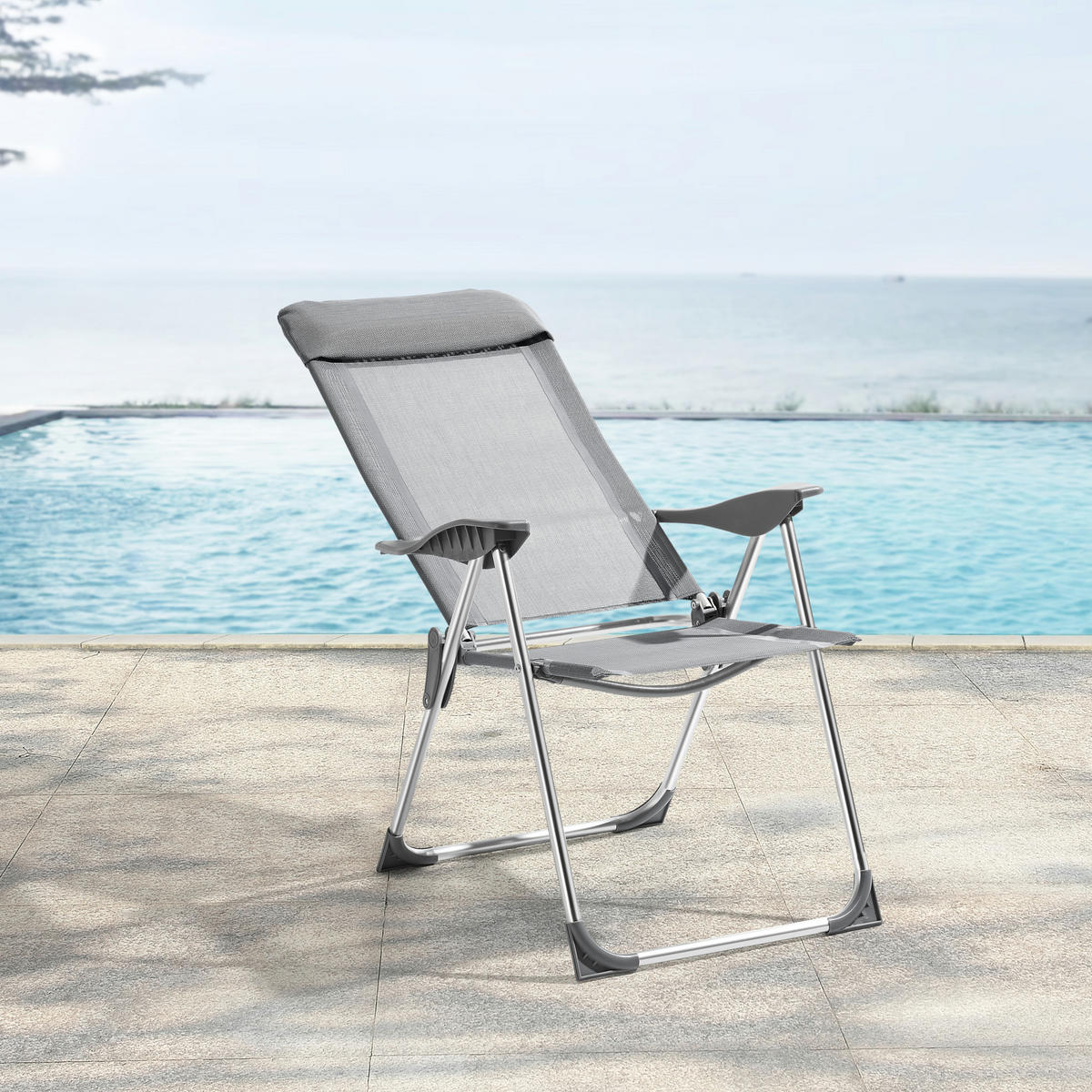 KLAPPSTUHL-SET 2 TLG. Errenteria - Hellgrau, Textil/Metall (57/109/67cm) - [en.casa]