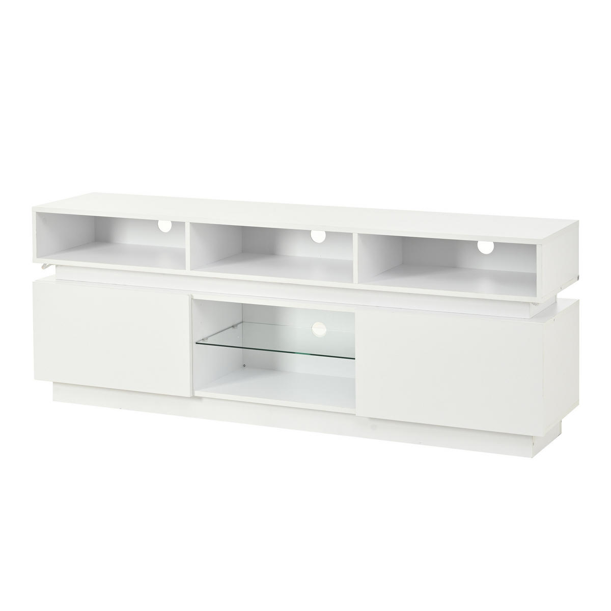LOWBOARD DE-40428 10 Fächer mit LED und Hochglanz Weiß - Weiß, Holzwerkstoff (160/60/35cm) - ComfortXL