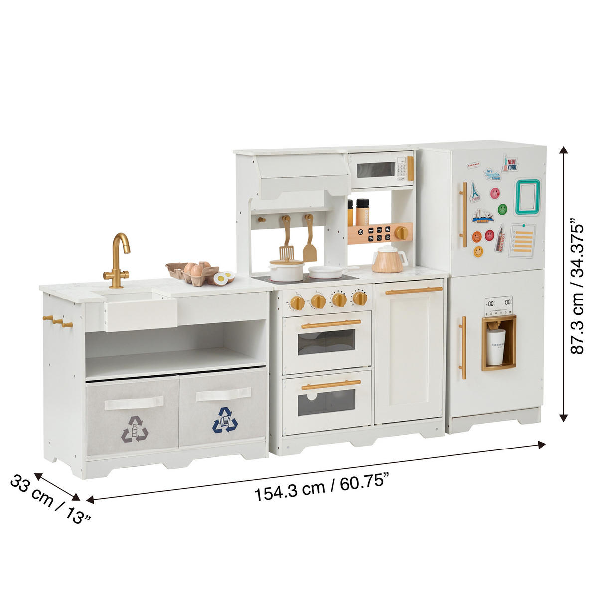 KINDERKÜCHE Atlanta - Weiß, Holzwerkstoff (154/33/87cm) - Teamson Kids