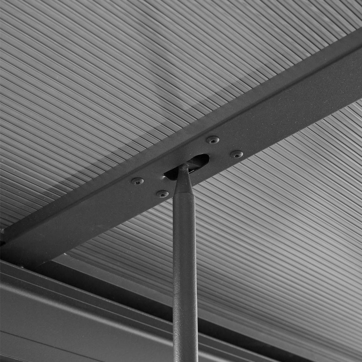 TERRASSENÜBERDACHUNG SOLIS DELUXE - Farbe: Grau, Größe: 390 x 295 x 233 / 272 cm - Anthrazit, Kunststoff (390/272/295cm) - Home Deluxe