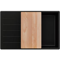 SPÜLBECKEN Kopenhagen, 2-er set Alles Schwarz 78/50 cm 1 Becken + Ablauf-Set + Schneidebrett ab 60er Unterschrank - Beige/Schwarz, Kunststoff (78/20/50cm) - Primagran