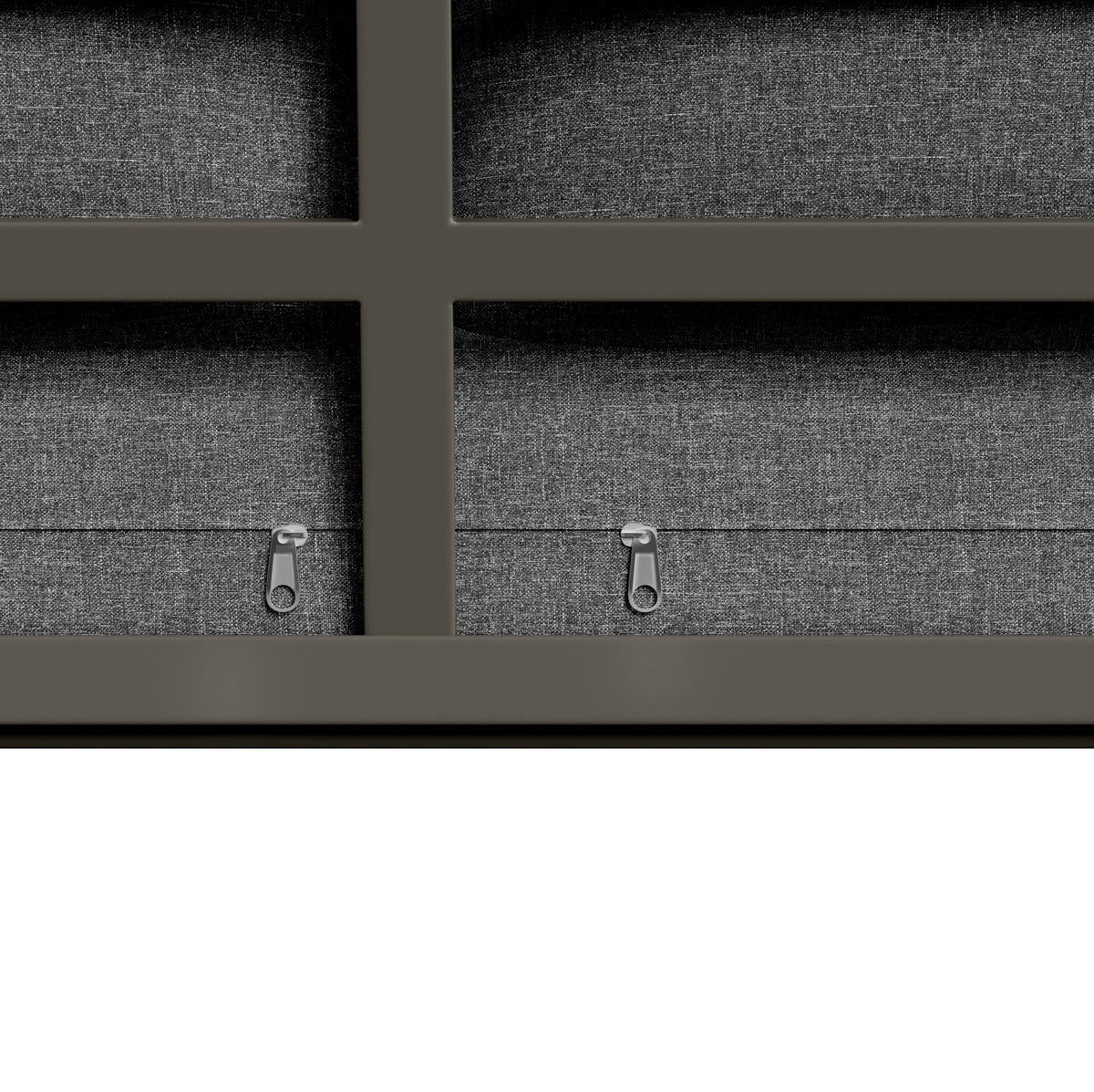 GARTEN-LOUNGE-SET 123/68/86 cm grau aus Metall und Polyester mit 2 Tischen - Grau, Metall - OKWISH