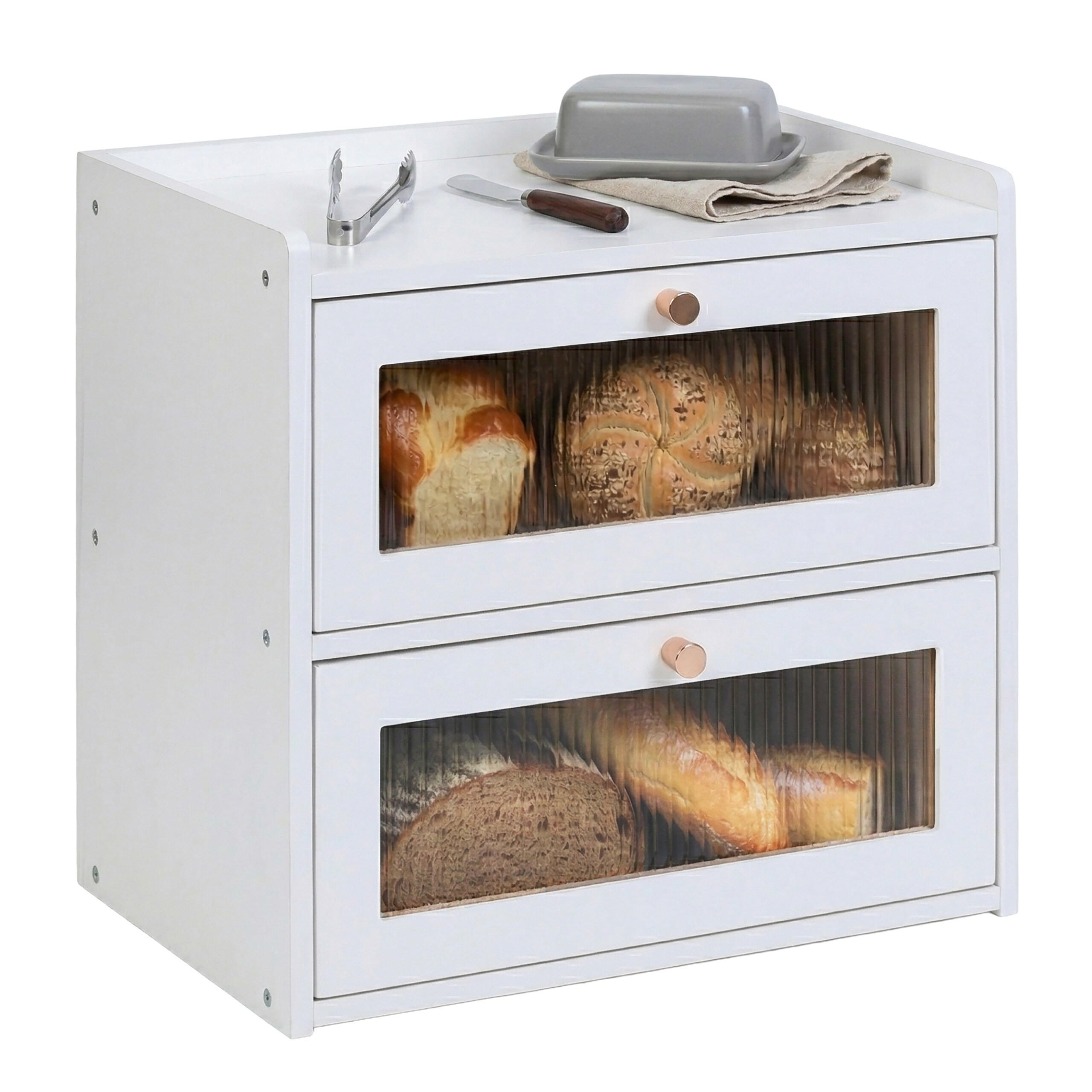 BROTKASTEN - Weiß, Holz/Kunststoff (36.5/24/34cm) - Relaxdays