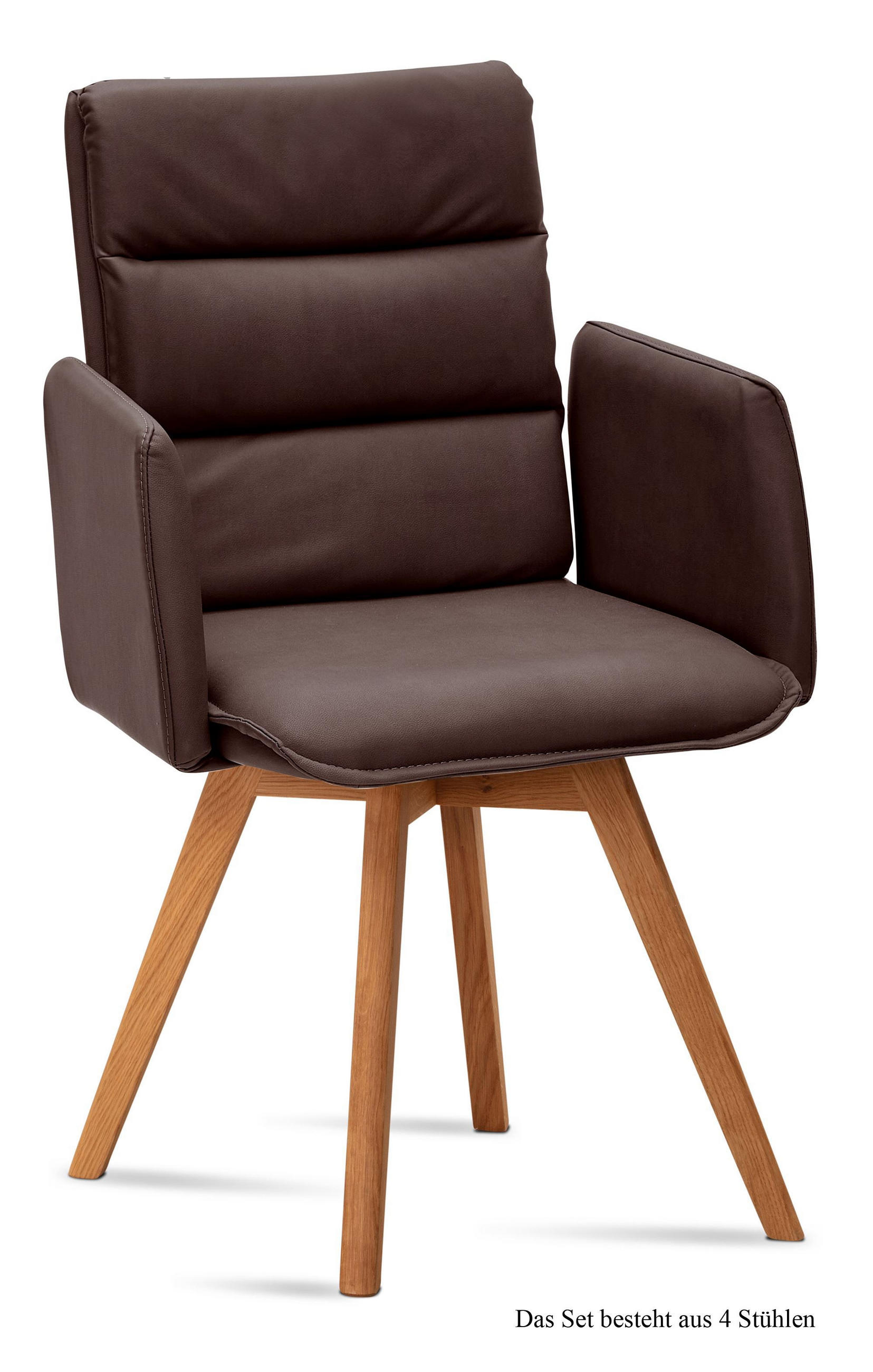 ARMLEHNSTUHL (4er-Set) Dodie 52x92x60 Eiche geölt/Braun - Eichefarben/Braun, Kunststoff (60/92/52cm) - 58aufmkessel