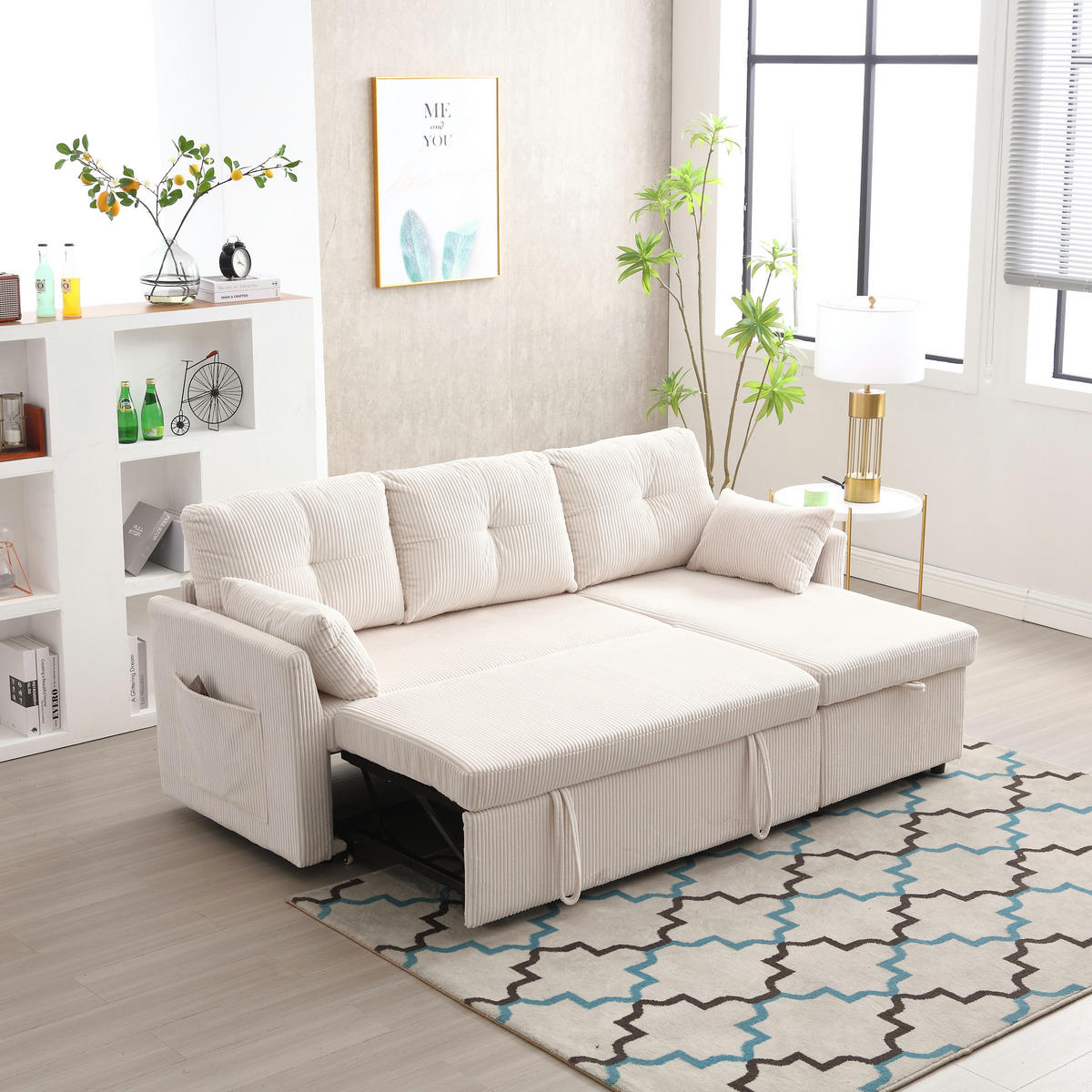 ECKSOFA DE-33735 L-Form mit Stauraum Beige - Beige, Holzwerkstoff (206/108cm) - ComfortXL