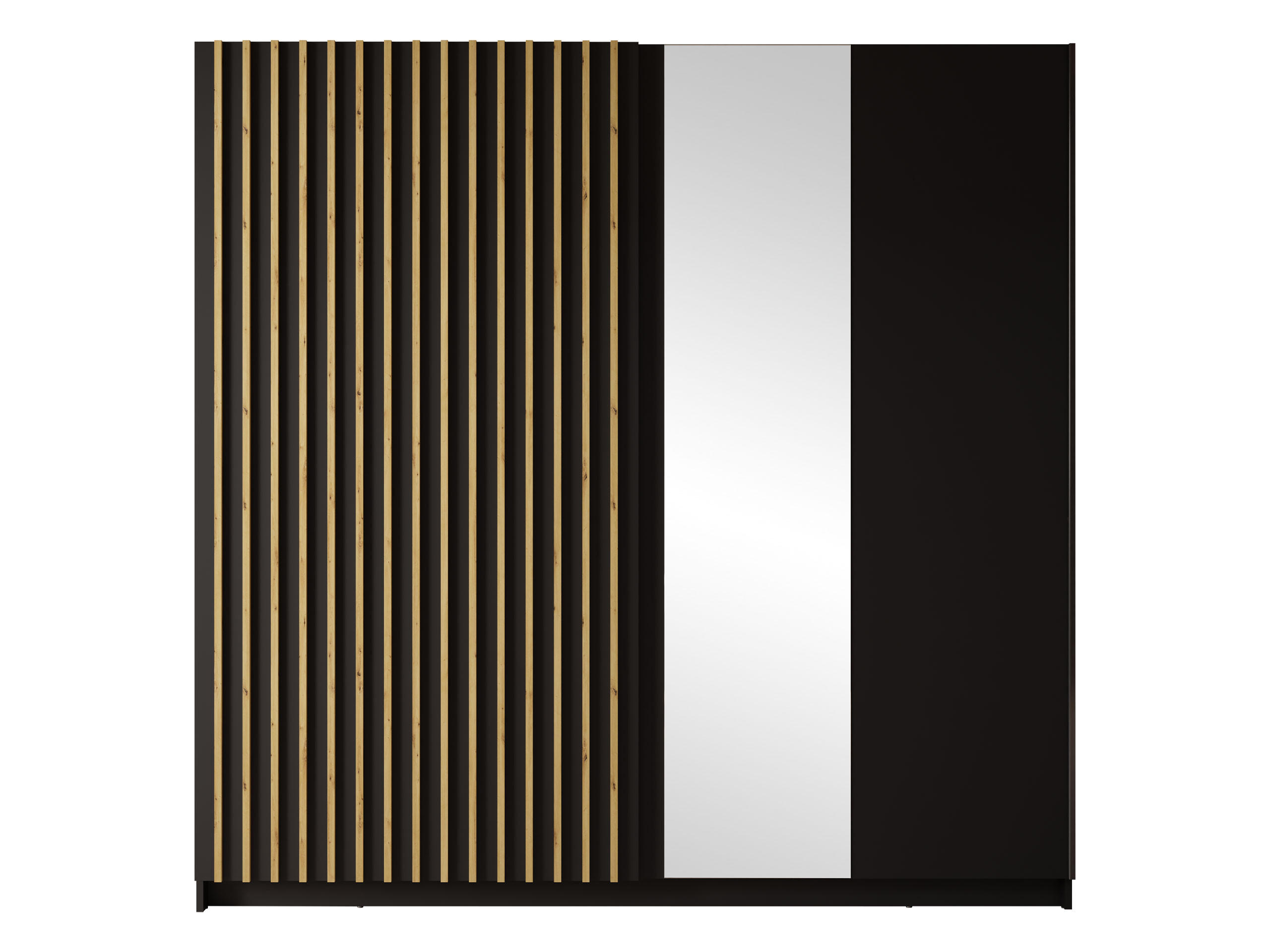 SCHIEBETÜRENSCHRANK Negler - Schwarz, Holzwerkstoff/Kunststoff (201/199/62cm) - MIRJAN24