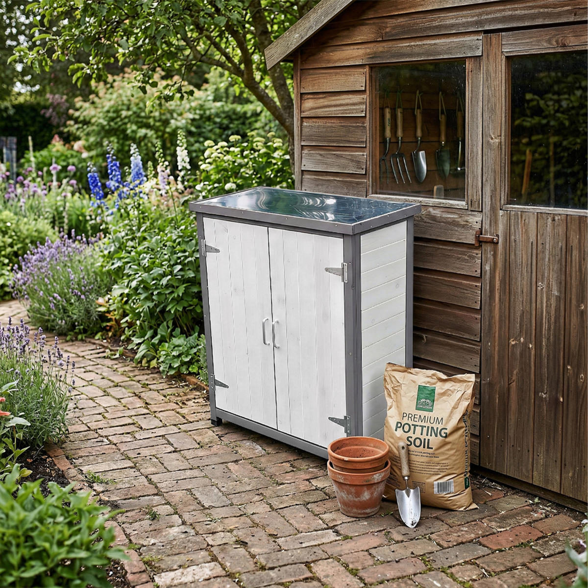 PFLANZTISCH - Multicolor, Holz/Metall (40/75/90cm) - Relaxdays