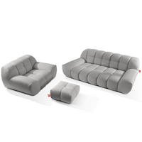 SITZGARNITUR VENA Bouclé, Hellgrau - Hellgrau, Holz/Textil (65/38/65cm) - KONSIMO®