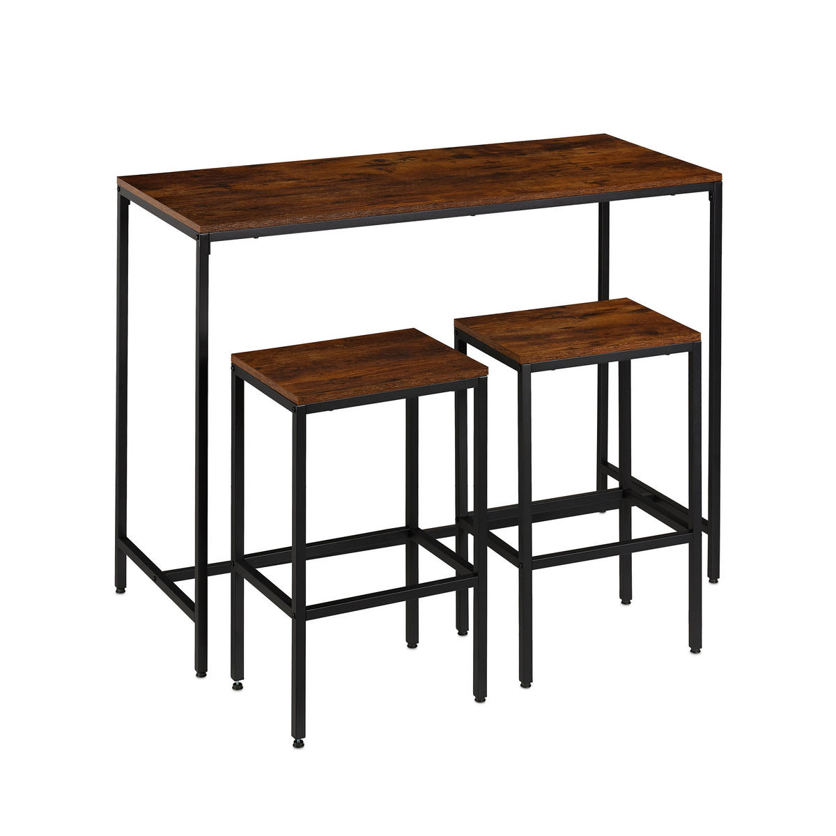 3-tlg.BARTISCH-SET - Multicolor, Holzwerkstoff/Metall (50/120/90cm) - Relaxdays