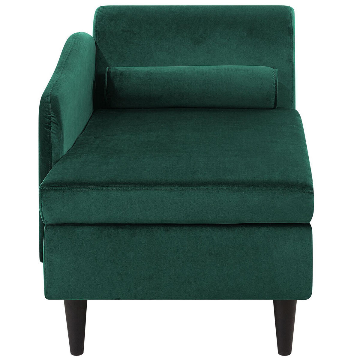 CHAISELONGUE Samtstoff smaragdgrün rechtsseitig Luiro - Schwarz/Grün, Textil (160/77/70cm) - Beliani