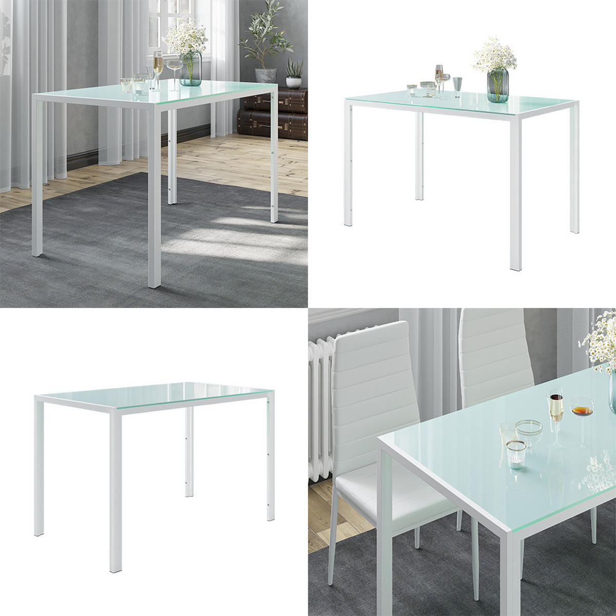 ESSTISCH Grand Weiß - Weiß, Glas (70/120/75cm) - Vicco
